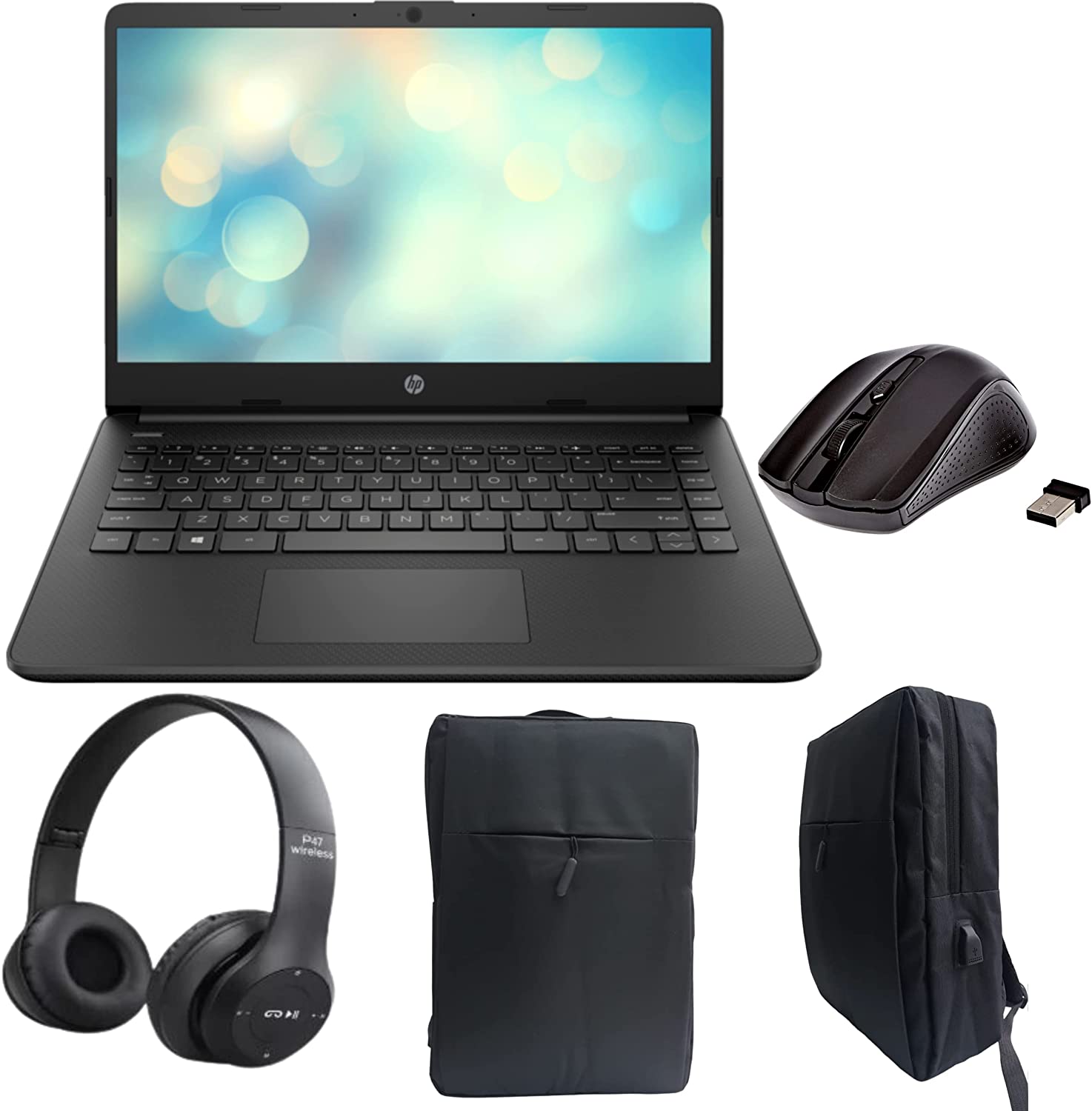 2023 Newest HP 14 Laptop With 14-Inch HD Display, Core i7-1255U 12th Gen Processor/16GB DDR4 RAM/1TB SSD/Intel Iris XE Graphics/Windows11 With Laptop Bag + W/L Mouse + BT Headphone,Jet black