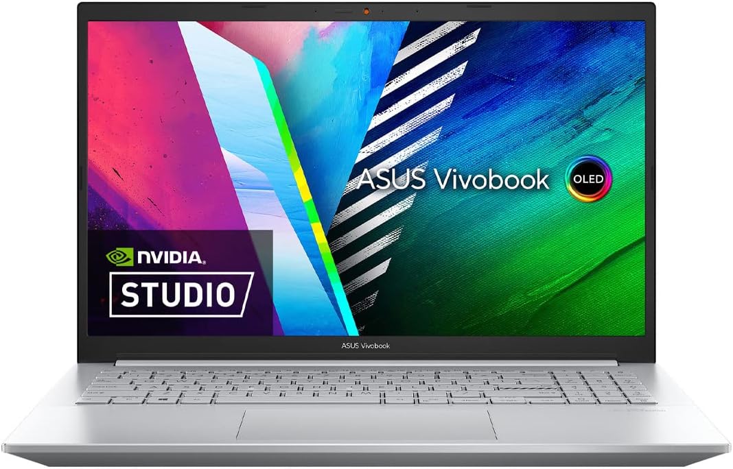 ASUS Vivobook Pro 15 M3500QC-OLED1R5W Cool Silver Creator Laptop, R5 5600H 8GB 512GB PCIE SSD, NV RTX3050, 4GB VRAM, WIN11 HOME, 15.6-inch FHD 1920X1080 OLED, Backlit-Eng-Arb-KB