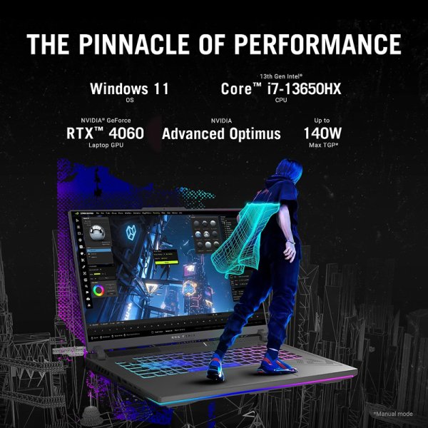 ASUS ROG Strix G16 (2023) Gaming Laptop | 16” 16:10 FHD 165Hz | GeForce RTX 4060 | Intel Core i7-13650HX | 16GB DDR5 | 512GB PCIe SSD | Wi-Fi 6E | Windows 11 | G614JV-AS73 | Eclipse Gray