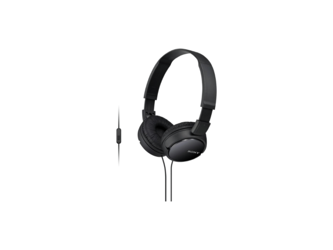 Sony MDR ZX110AP Wired On Ear Headphones with tangle free cable, 3.5mm Jack, Headset with Mic for Phone Calls, Black