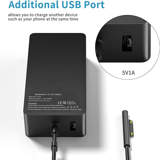 Microsoft 15V 4A 65W Charger For Surface Pro 3, 4, 5, 6, 7 Surface Book 1705 1706